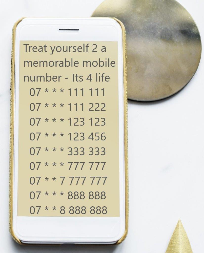 07 numbers
Memorable 07 numbers